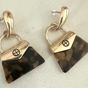 Gold and Brown Handbag Earrings